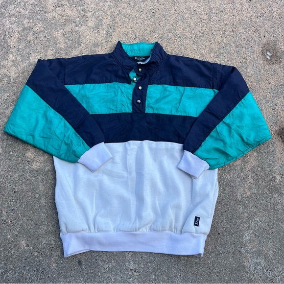 Dior Navy and Teal Button-Up Jacket vintage - Picture 1 of 7